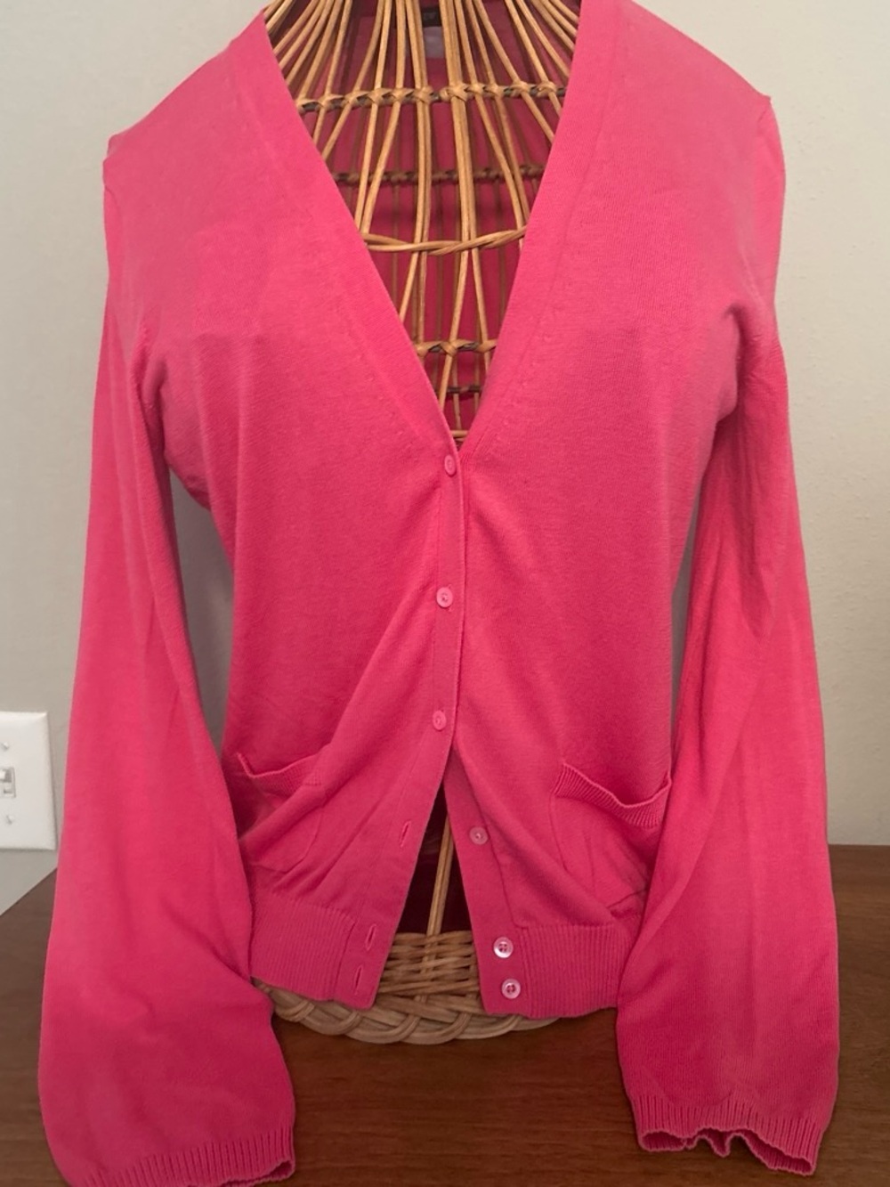 Women's Pink V-Neck Button Cardigan Sweater Vintage J. Crew